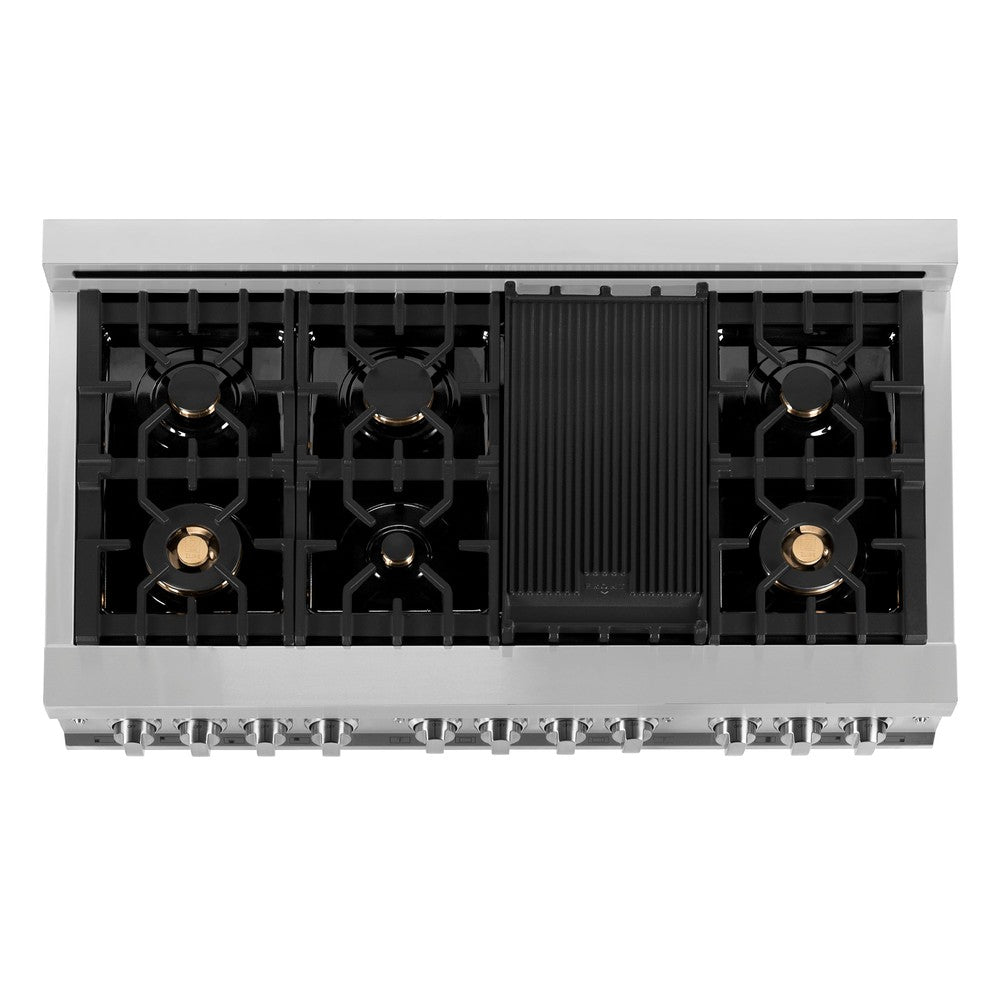 ZLINE Legacy 48-inch range in stainless steel RA-BR-48, from above
