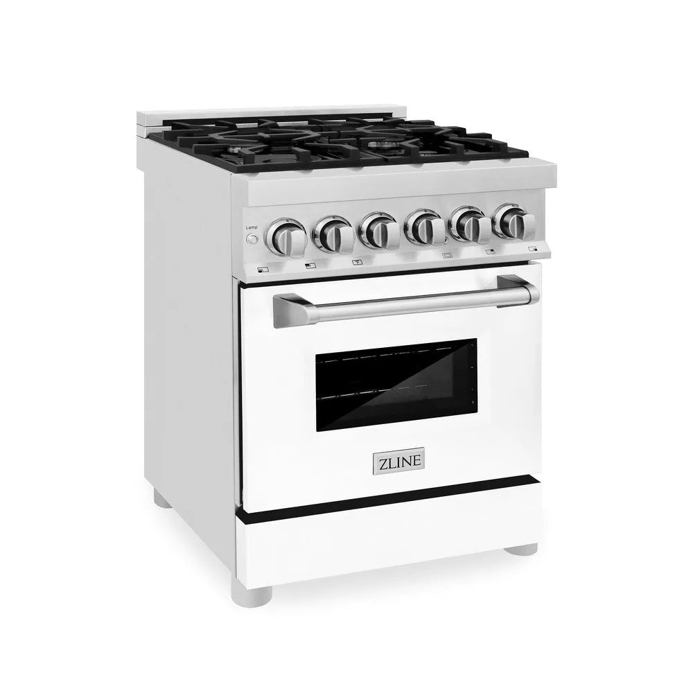 ZLINE Legacy 24-inch range in stainless steel with white matte door RA-WM-24