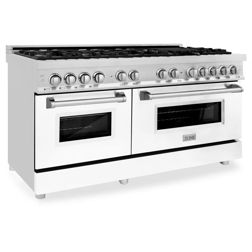 ZLINE Legacy 60-inch range in stainless steel with white matte door RA-WM-60