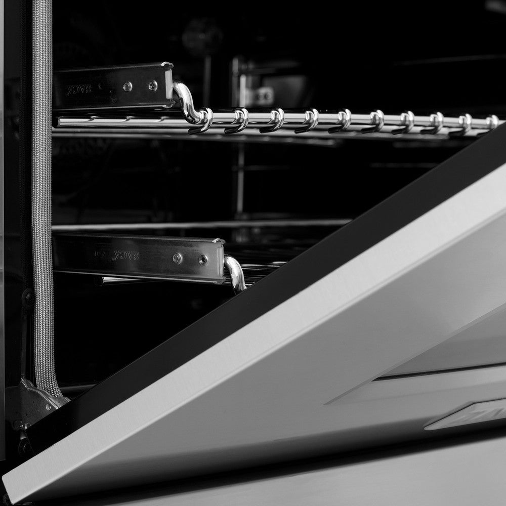 ZLINE Autograph Edition Legacy 60-inch range in stainless steel and polished gold accents RAZ-60-G, detail