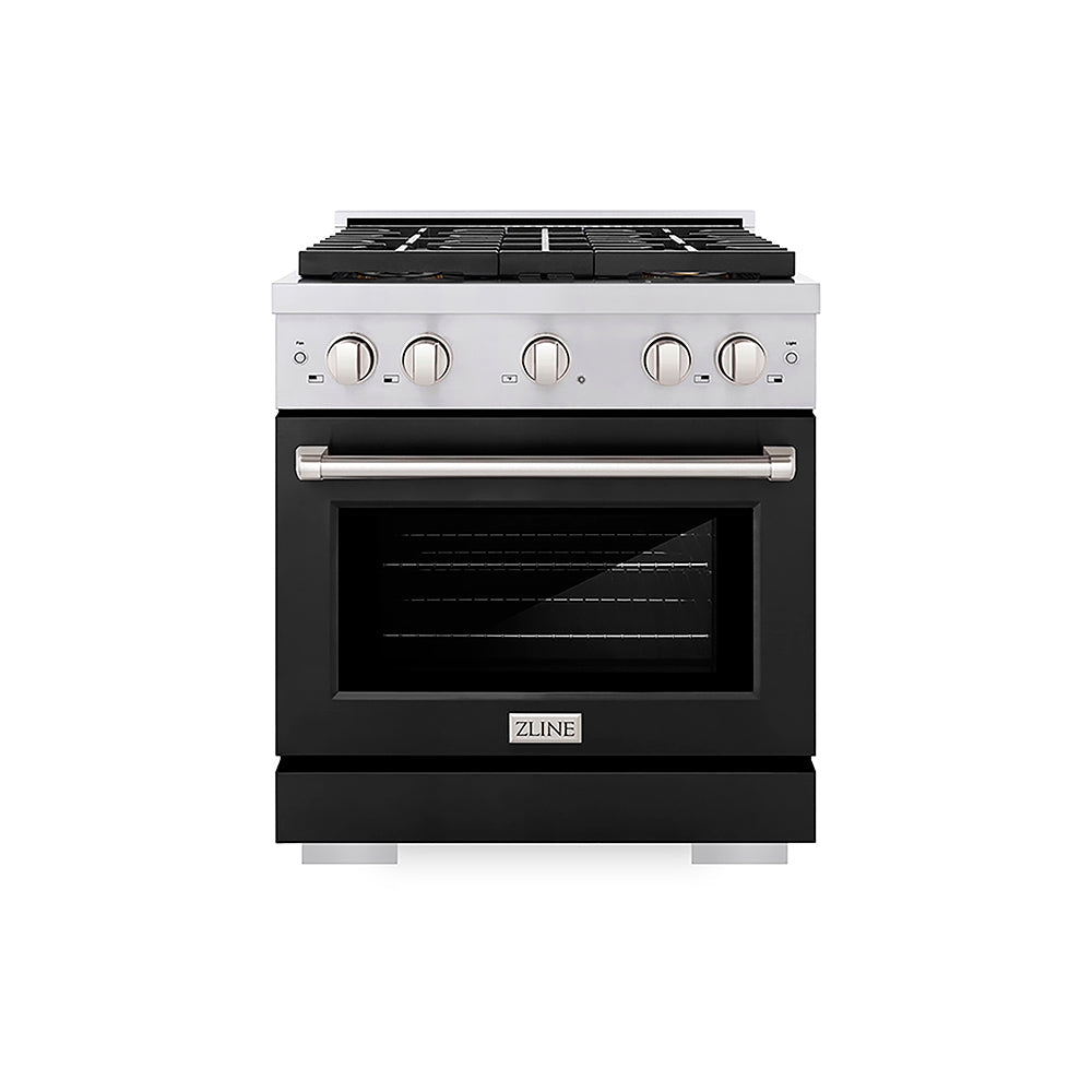 ZLINE Paramount 30-inch range in black matte PSDR-BLM-30, front view