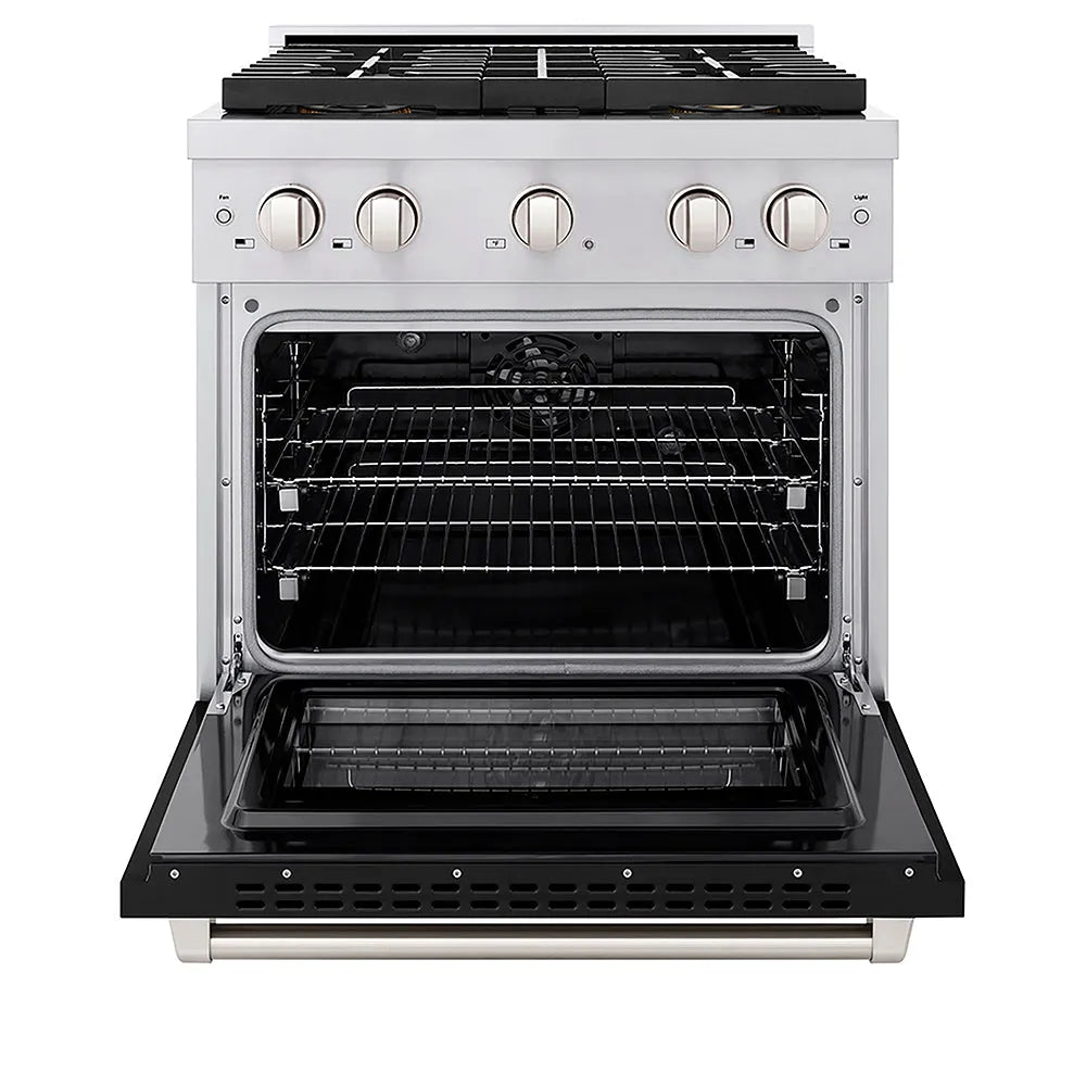 ZLINE Paramount 30-inch range in black matte PSDR-BLM-30, front view