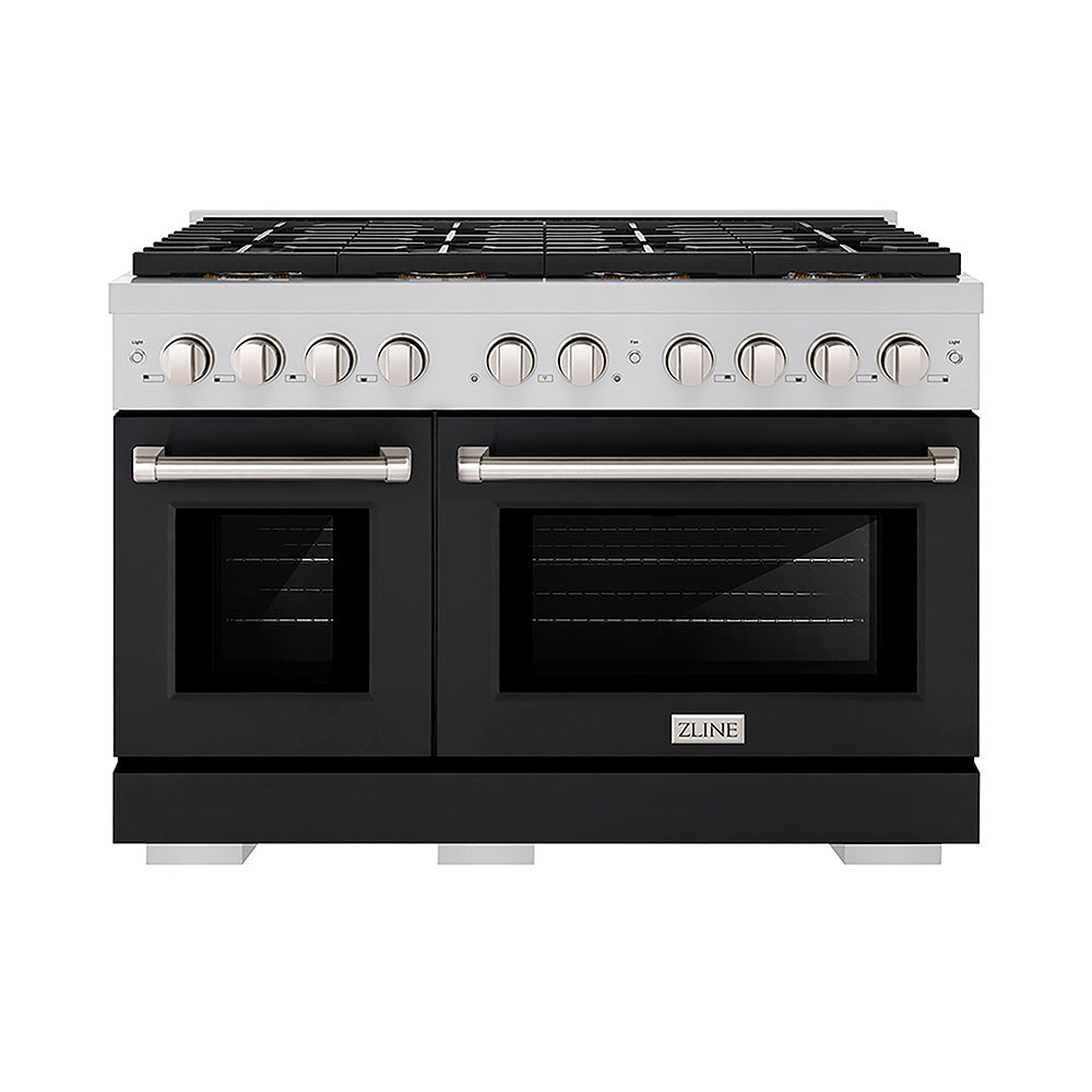 ZLINE Paramount 48-inch range in black matte PSDR-BLM-48, front view