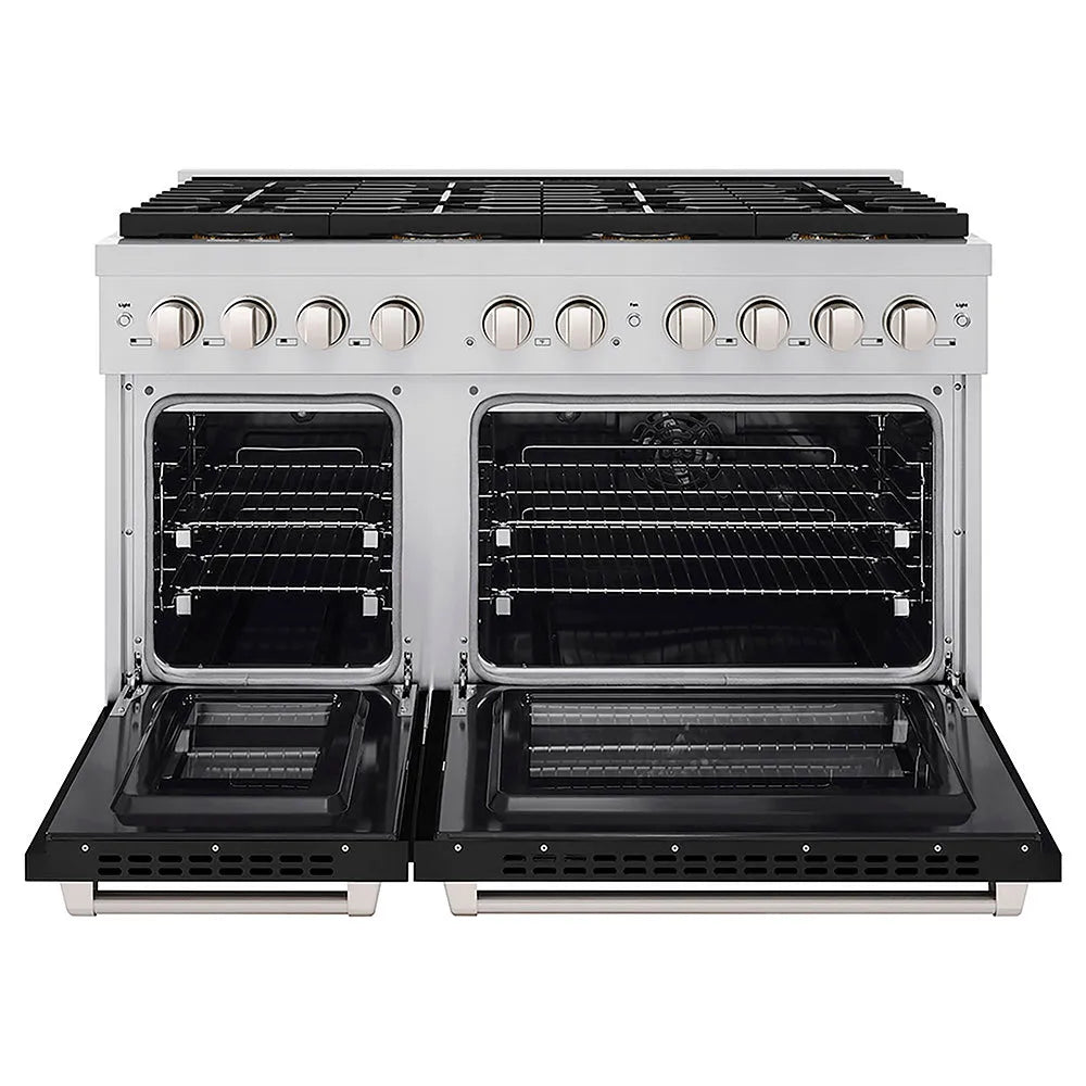 ZLINE Paramount 48-inch range in black matte PSDR-BLM-48, front view