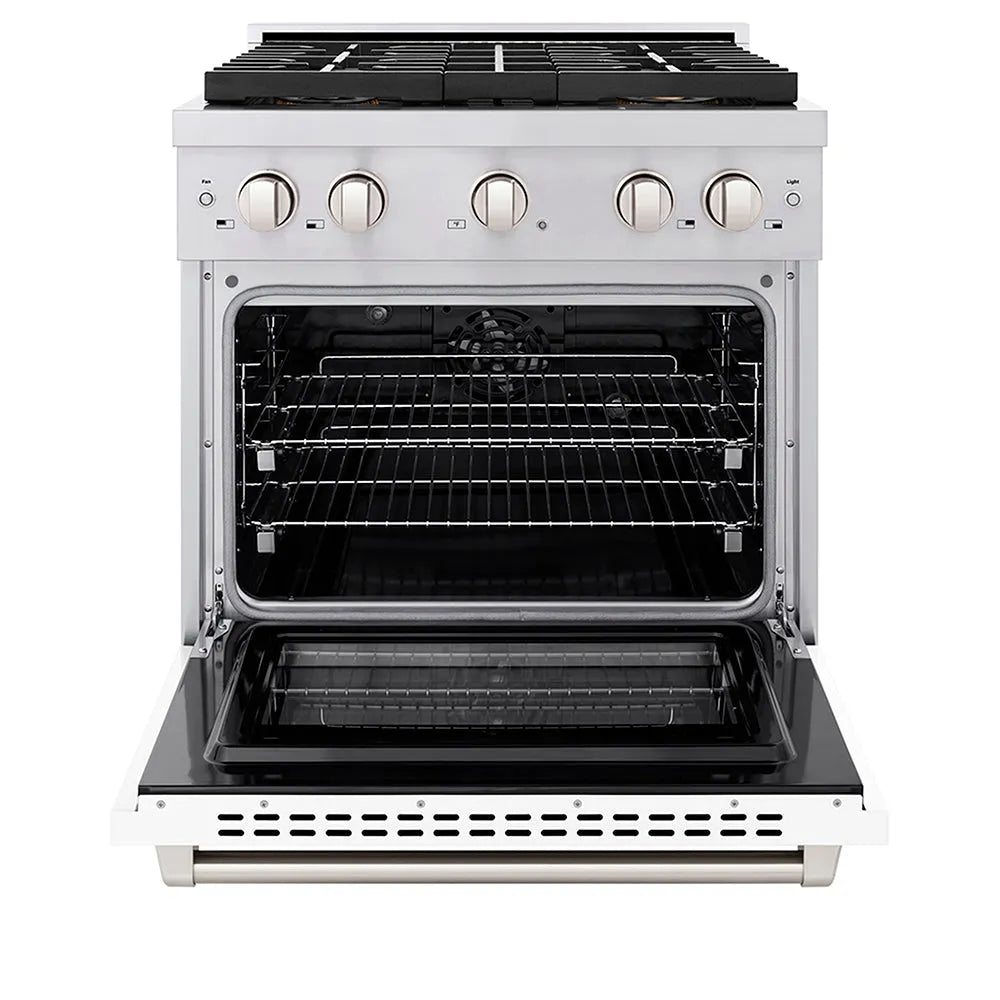 ZLINE Paramount 30-inch range in white matte PSDR-WM-30, front view