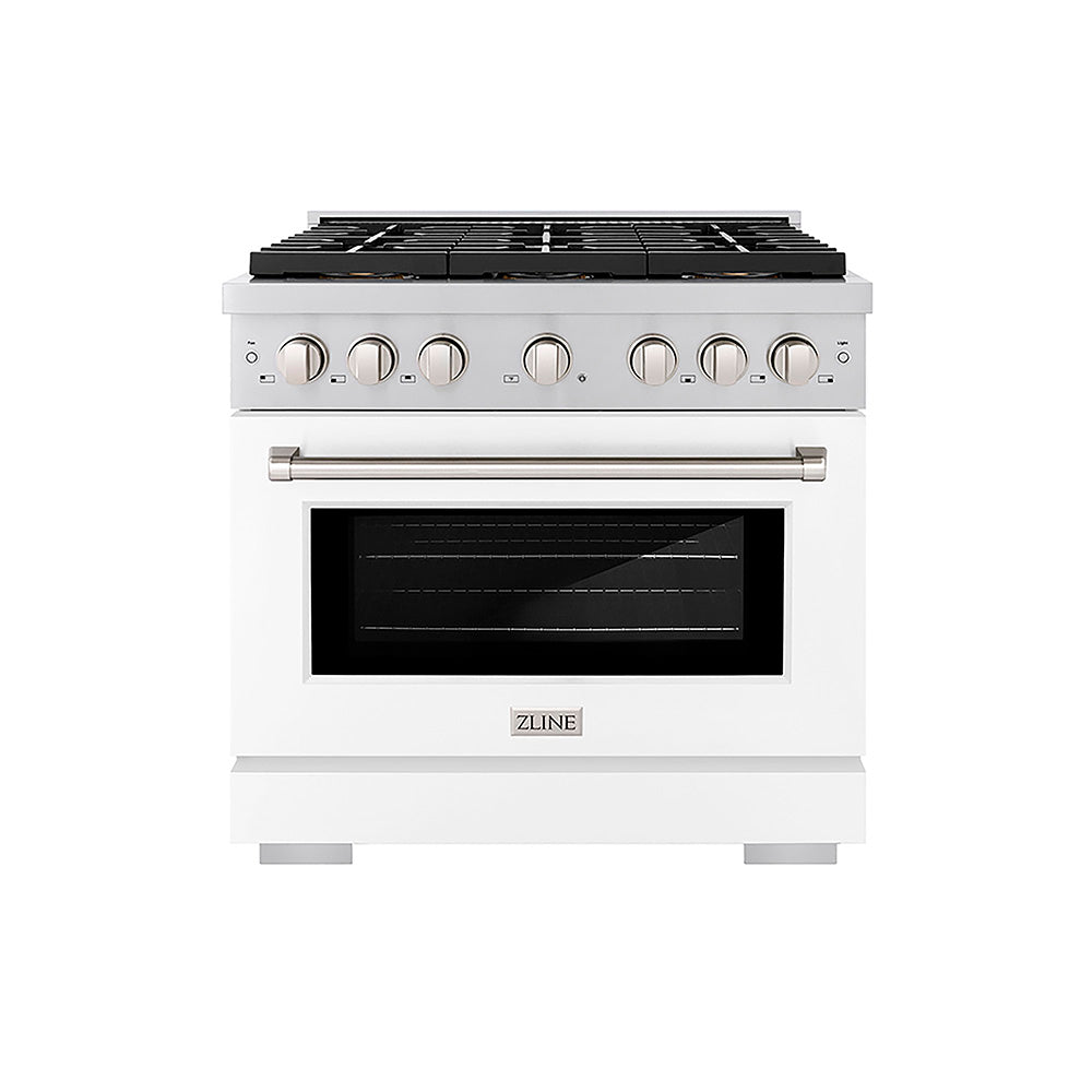ZLINE Paramount 36-inch range in white matte PSDR-WM-36, front view