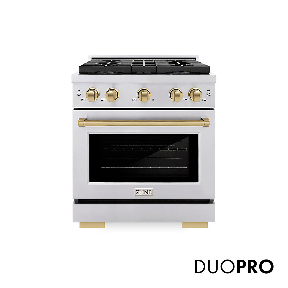 ZLINE Autograph Edition Paramount 30-inch range in stainless steel and champagne bronze accents PSDRZ-30-CB