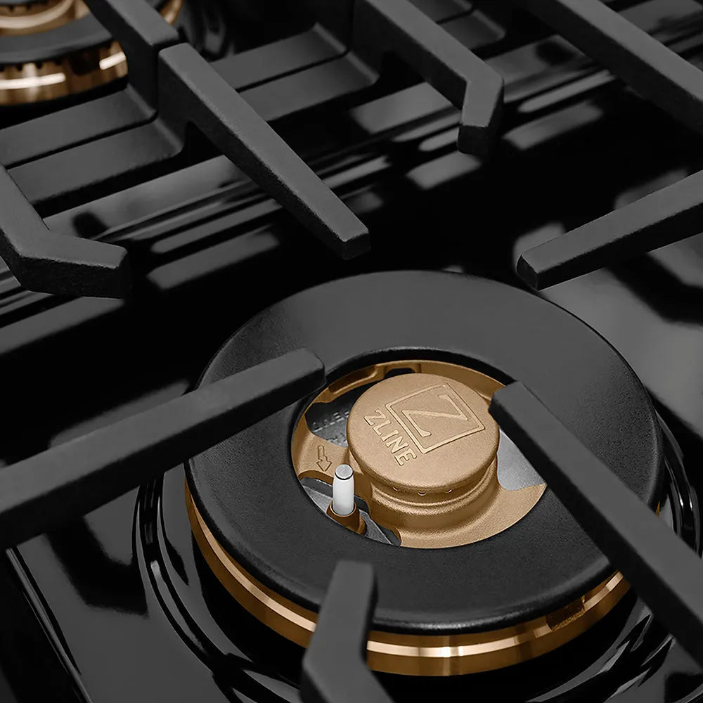 ZLINE Autograph Edition Paramount 36-inch range in stainless steel and champagne bronze accents PSDRZ-36-CB, from above