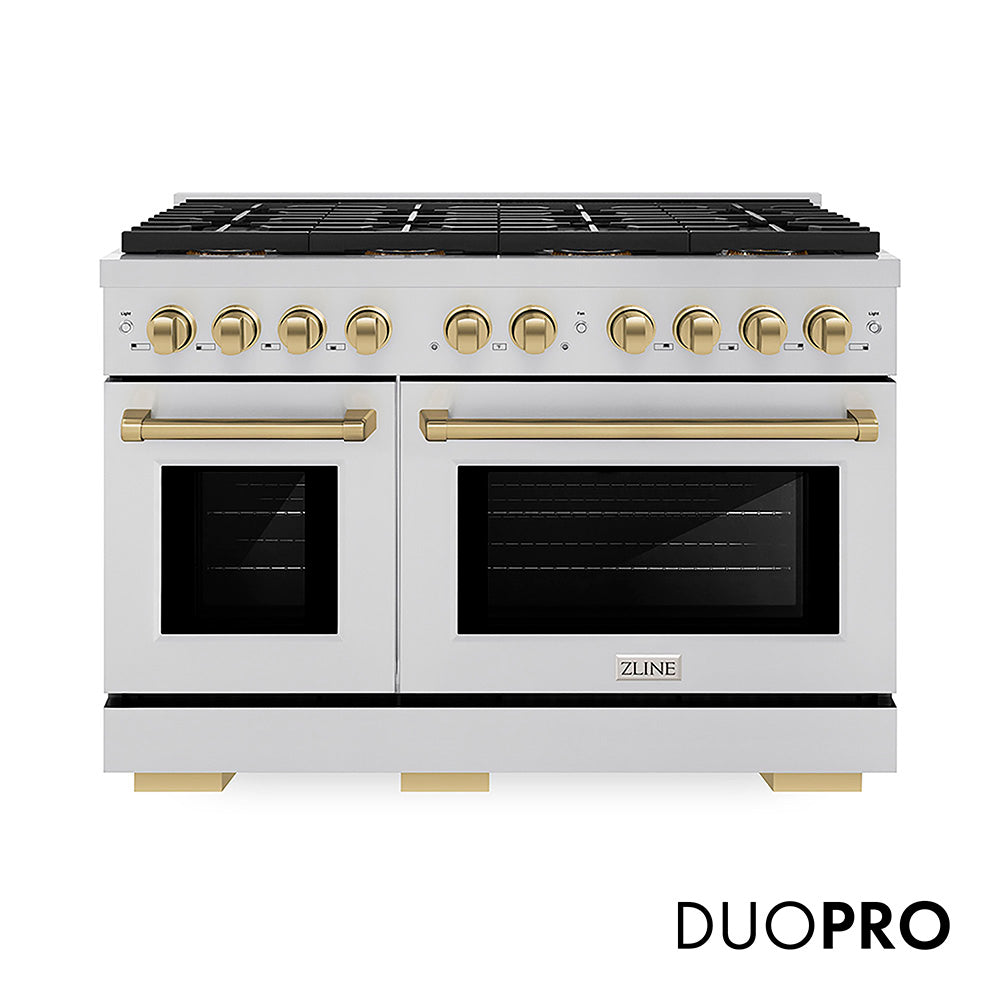 ZLINE Autograph Edition Paramount 48-inch range in stainless steel and champagne bronze accents PSDRZ-48-CB
