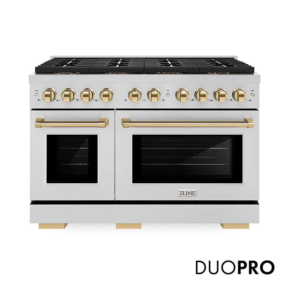 ZLINE Autograph Edition Paramount 48-inch range in stainless steel and polished gold accents PSDRZ-48-G