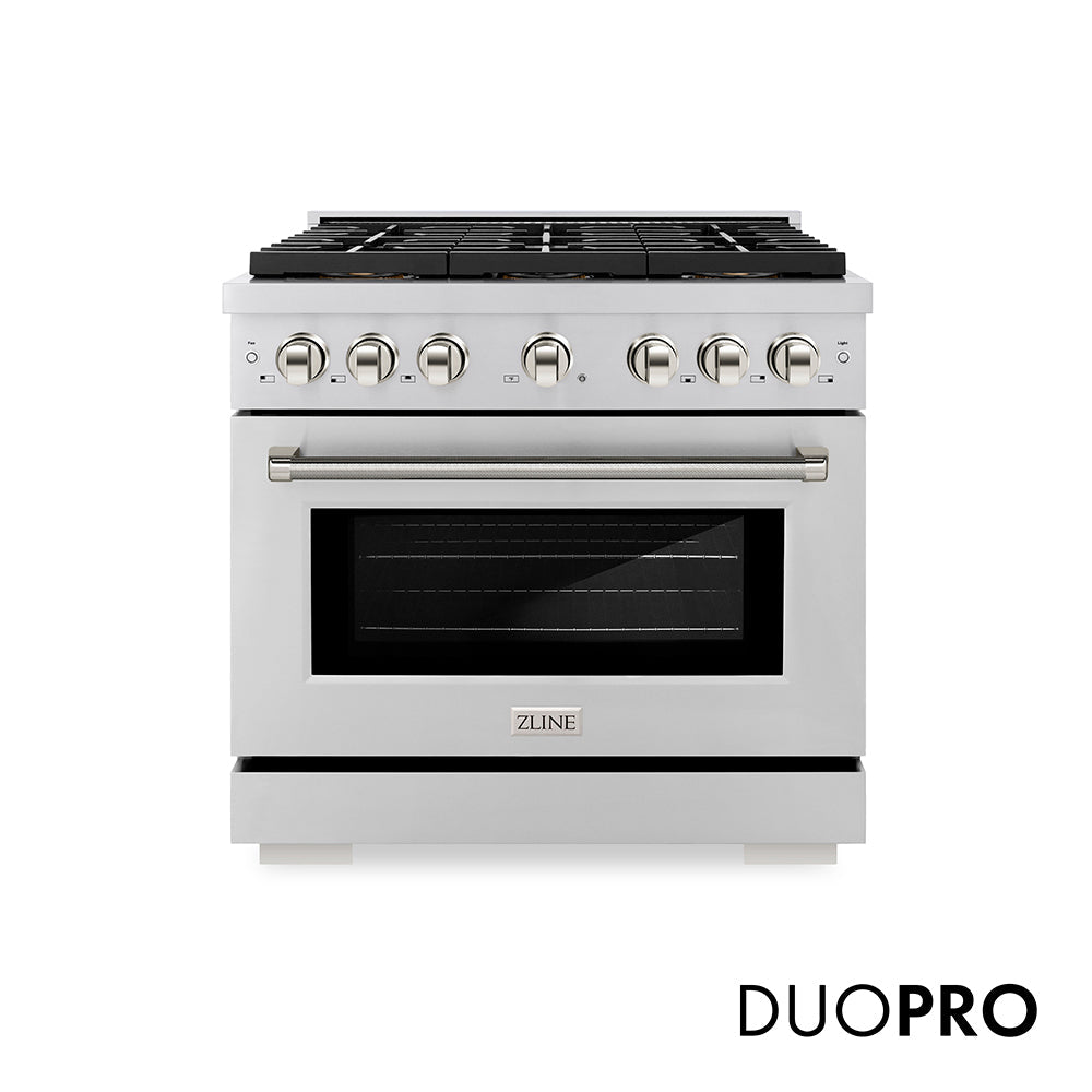 ZLINE Autograph Edition Paramount 36-inch range in stainless steel and polished nickel accents PSDRZ-36-KPN