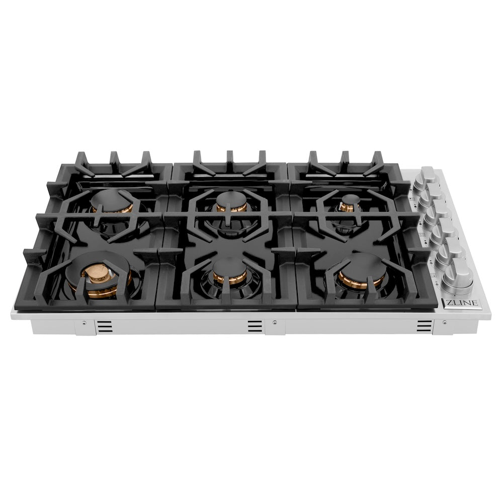 ZLINE 36-inch cooktop in stainless steel RC-BR-36-PBT, front view