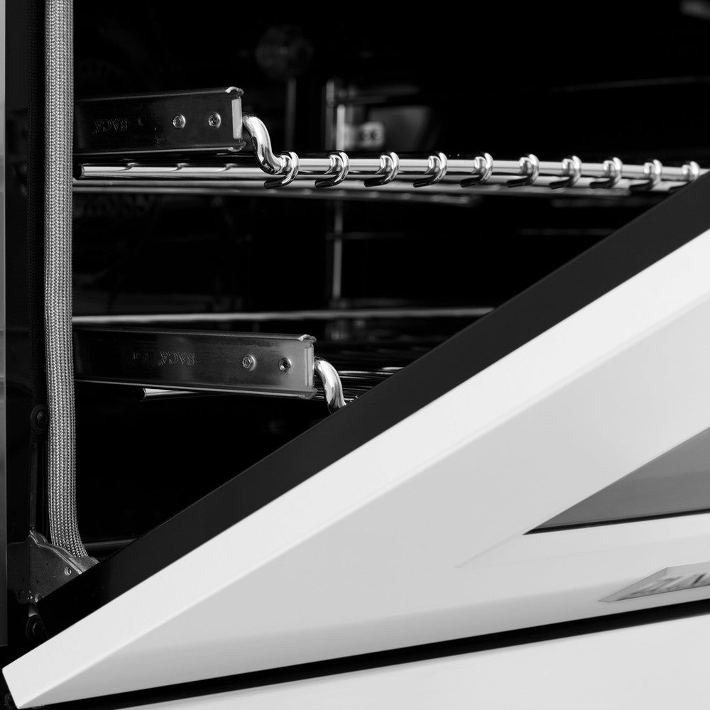 ZLINE Legacy 36-inch range in stainless steel with white matte door RA-WM-36, detail