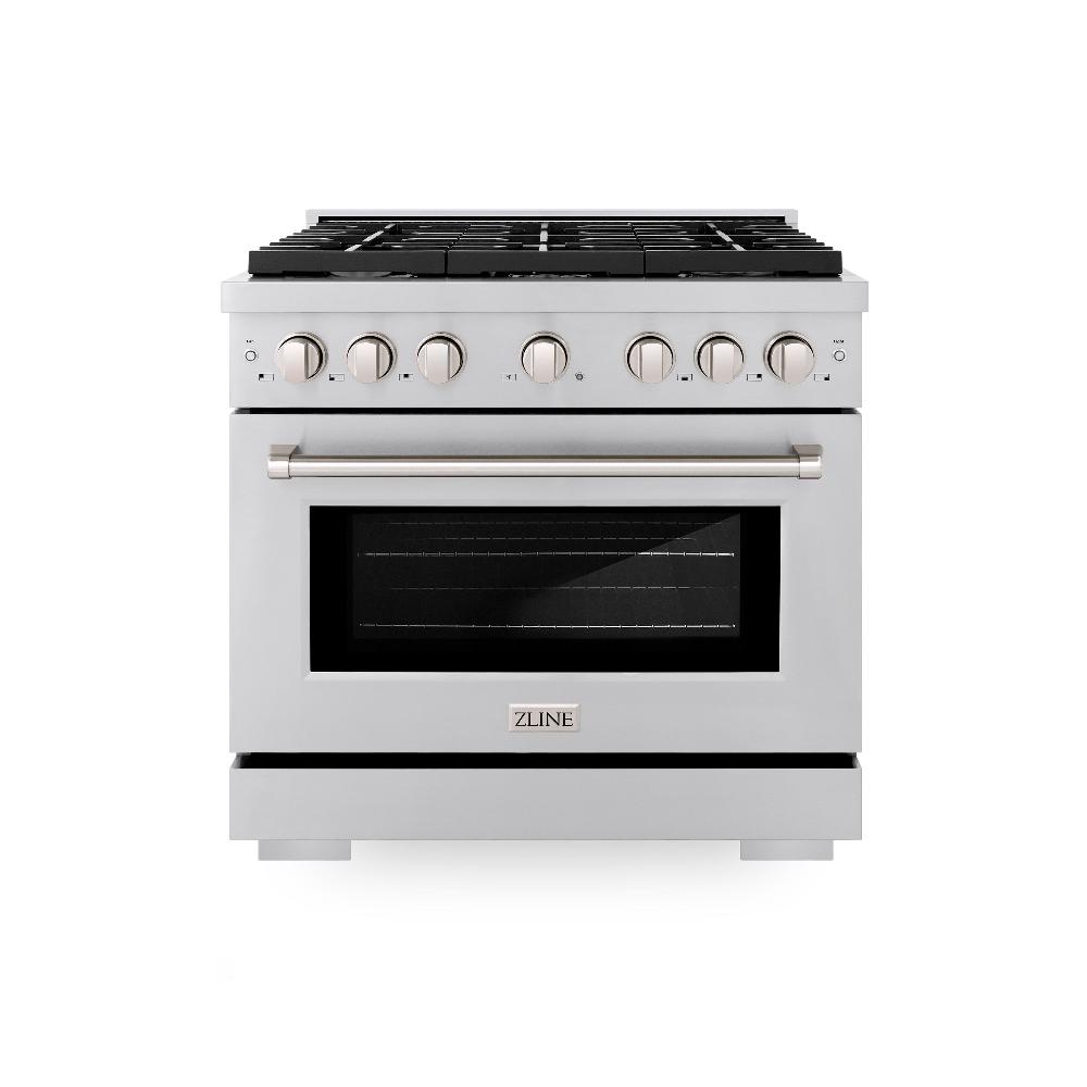ZLINE Paramount 36-inch range in stainless steel SDR-BR-36, front view
