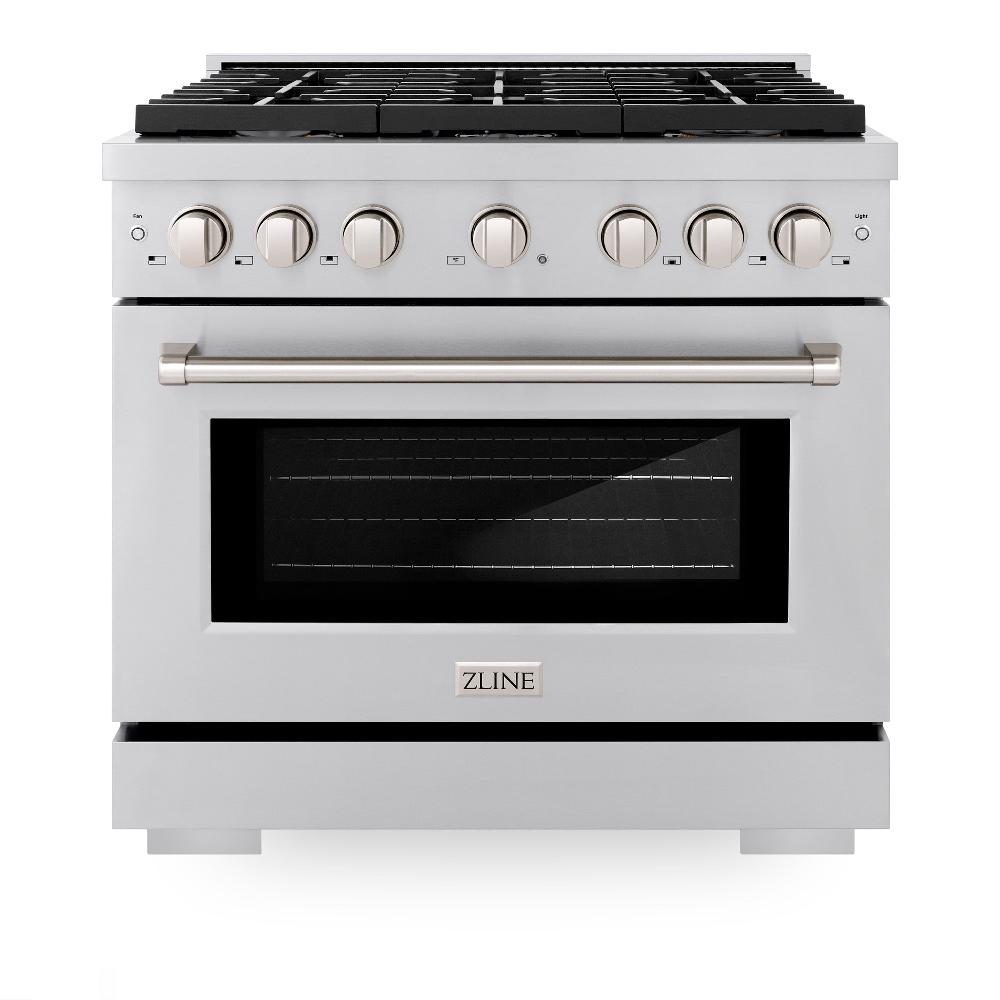 ZLINE Paramount 36-inch range in stainless steel SDR-BR-36, front view