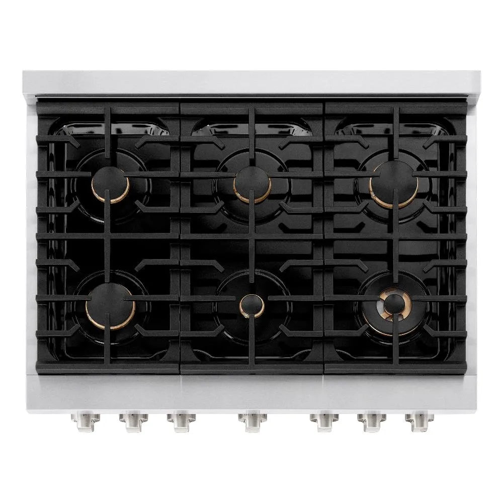 ZLINE Paramount 36-inch range in stainless steel SDR-BR-36, from above