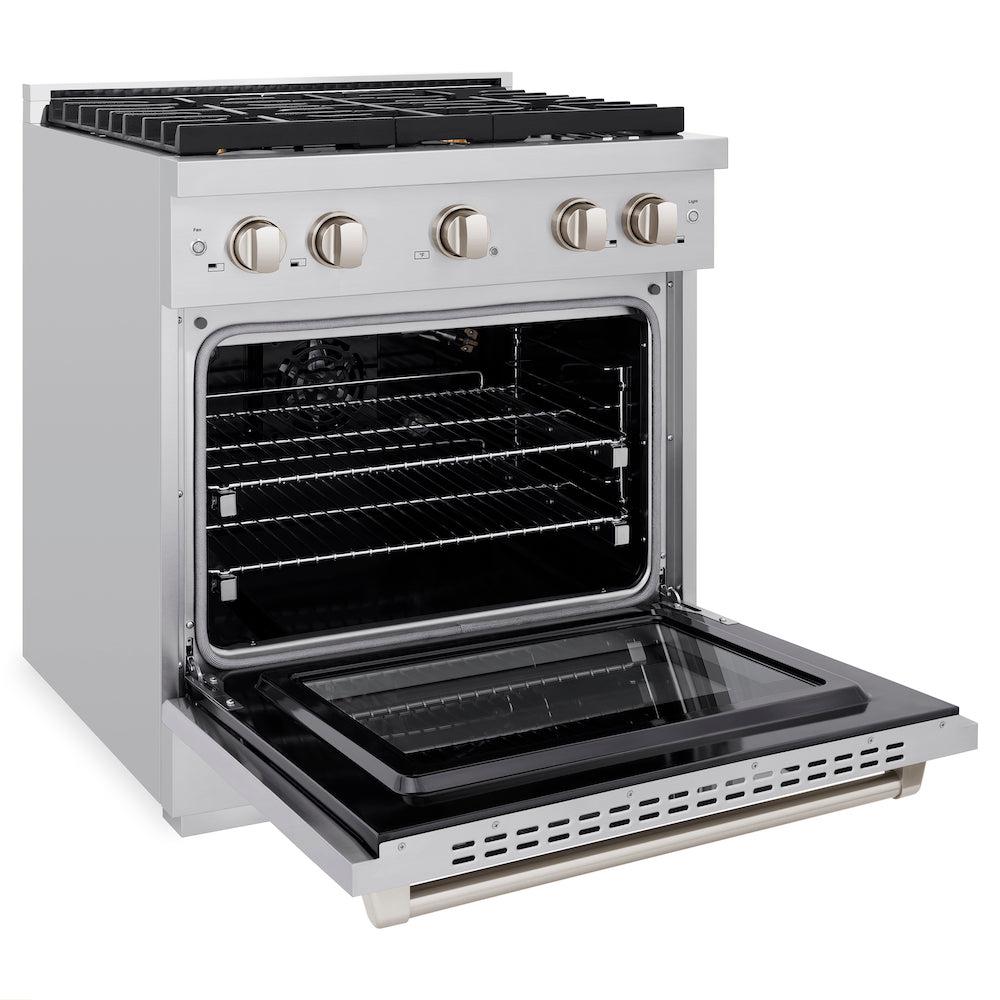 ZLINE Paramount 30-inch range in stainless steel SGR-BR-30, door open