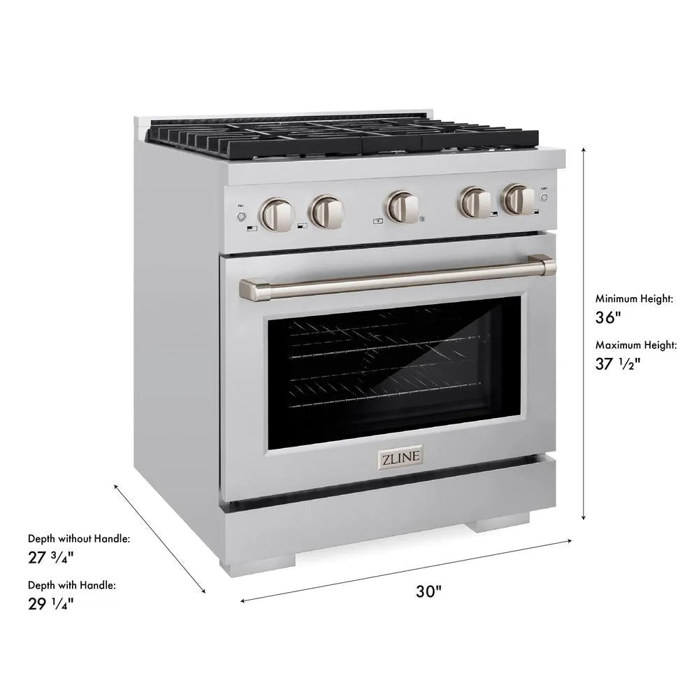 ZLINE Paramount 30-inch gas range SGR30 dimension diagram
