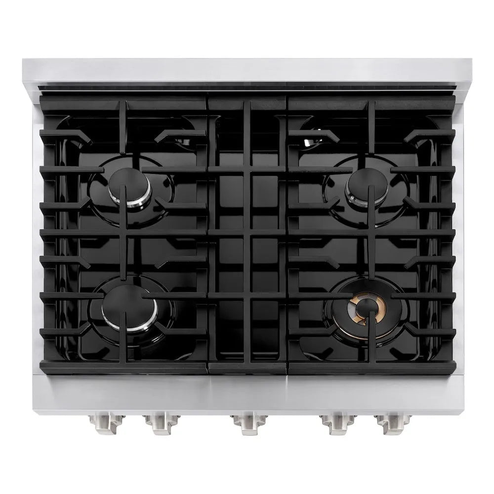 ZLINE Paramount 30-inch gas range SGR30, 4-burner cooktop from above