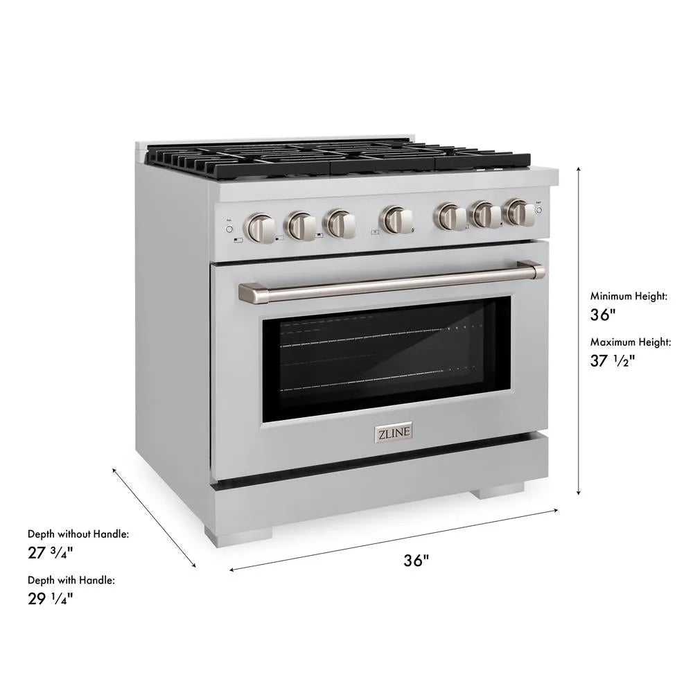 ZLINE Paramount 36-inch gas range SGR36 dimension diagram