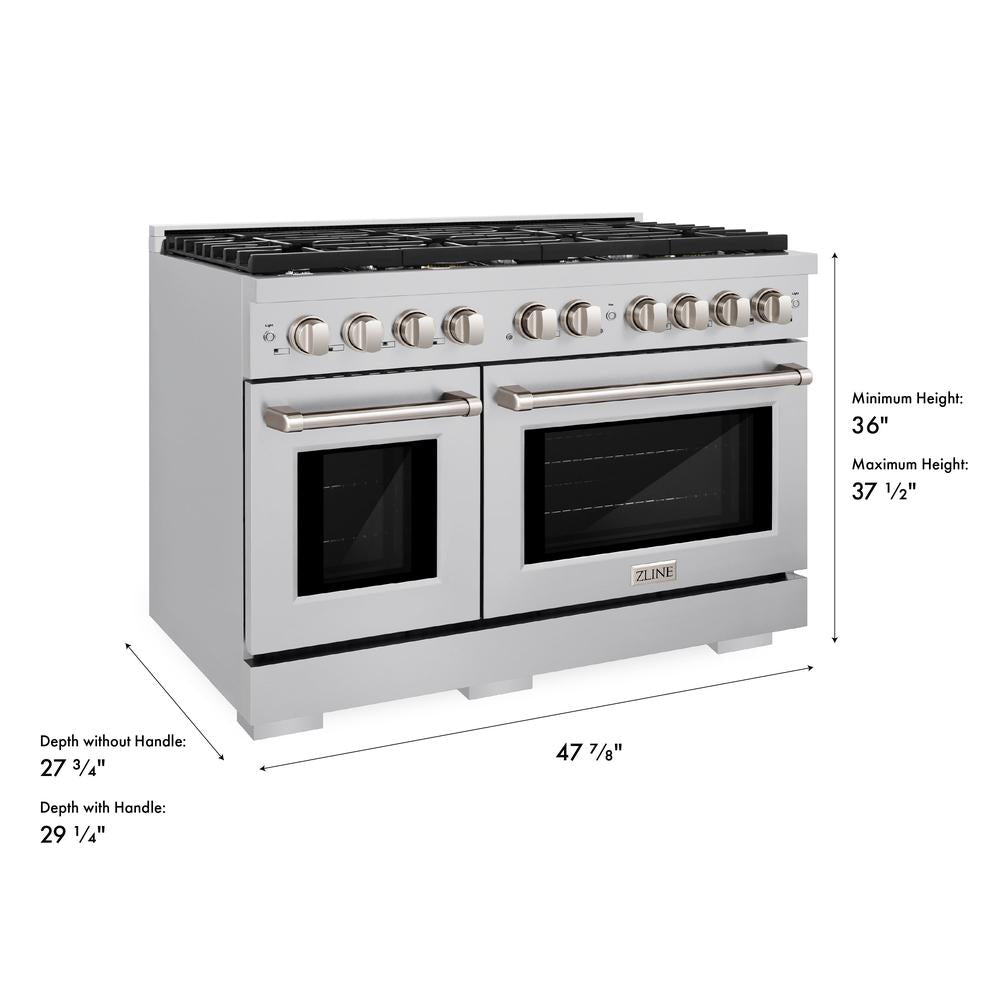 ZLINE Paramount 48-inch gas range SGR48 dimension diagram