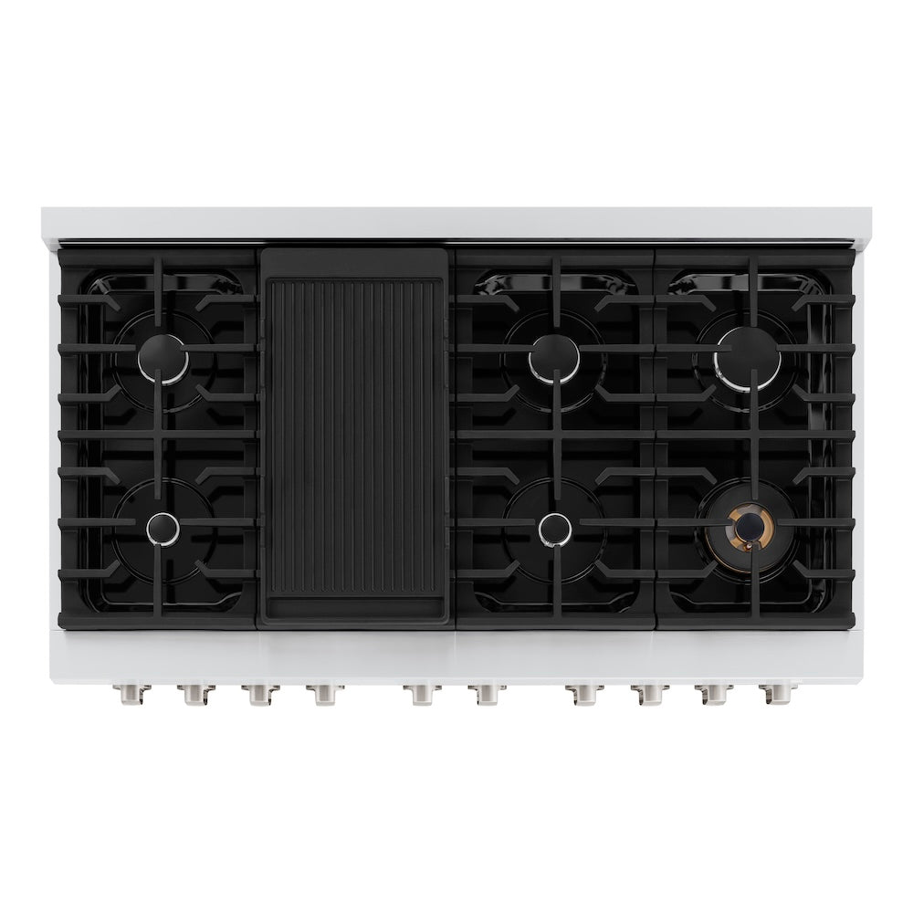 ZLINE Paramount 48-inch gas range SGR48, cooktop and griddle from above