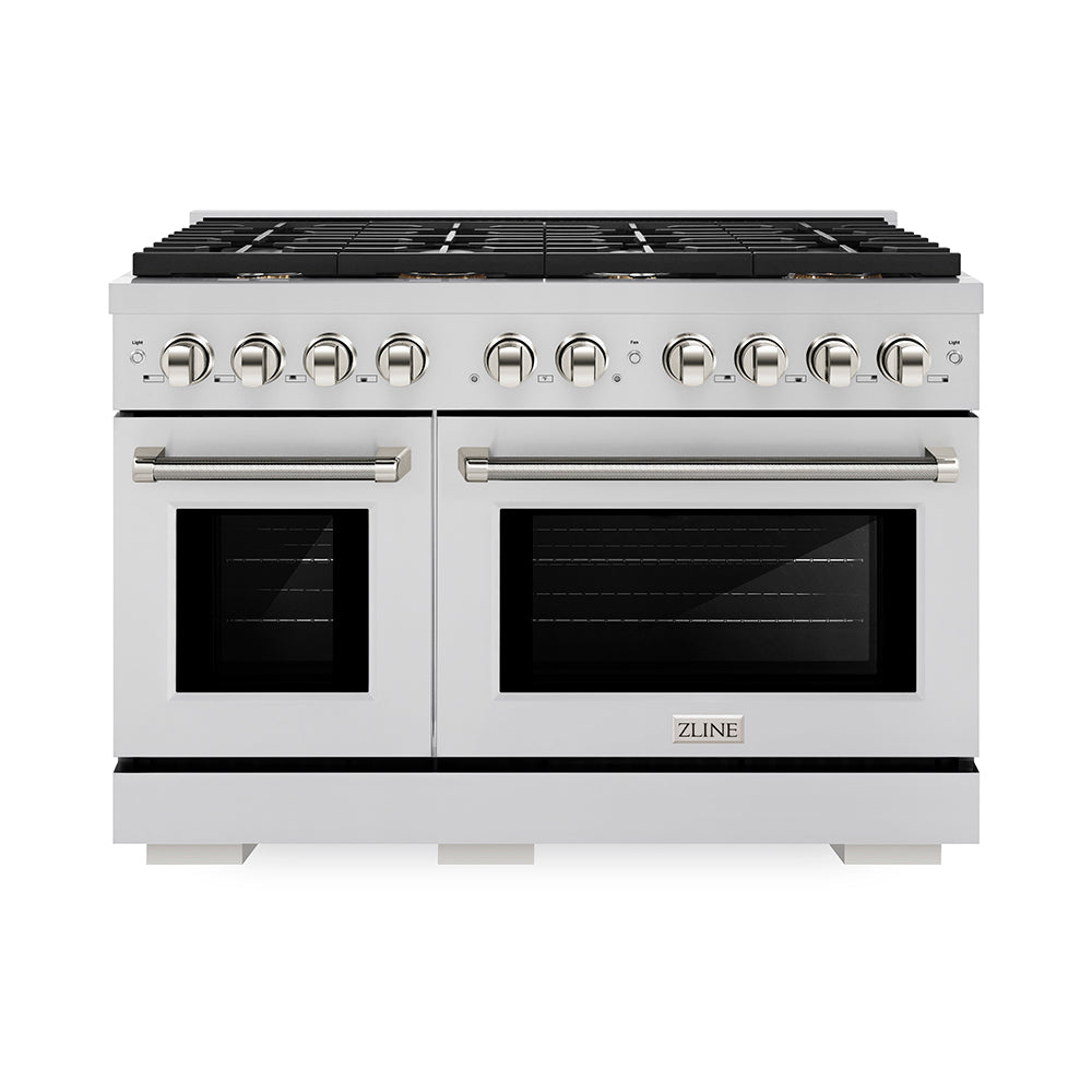 ZLINE Autograph Edition Paramount 48-inch range in stainless steel and polished nickel accents SGRZ-48-KPN
