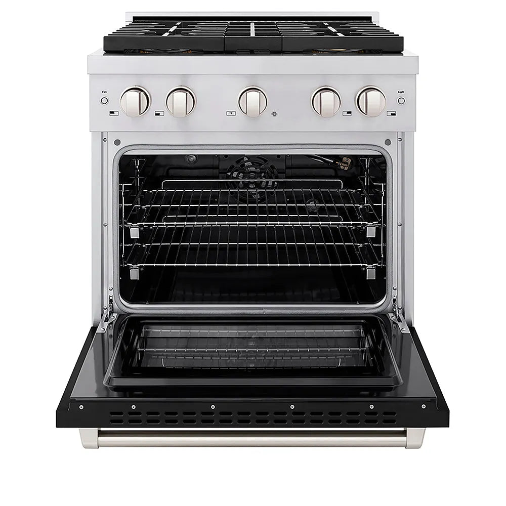 ZLINE Paramount 30-inch range in black matte PSGR-BLM-30, front view