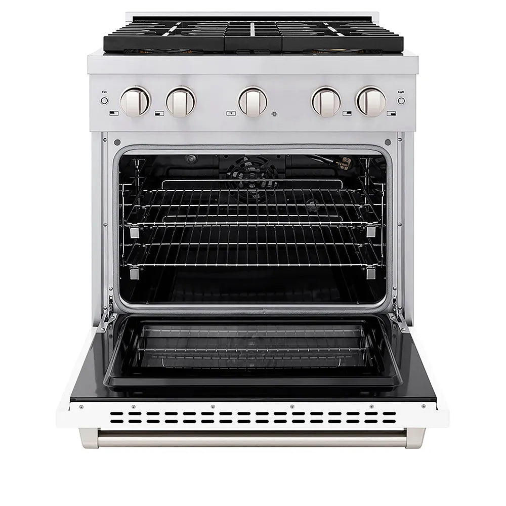 ZLINE Paramount 30-inch range in white matte PSGR-WM-30, front view