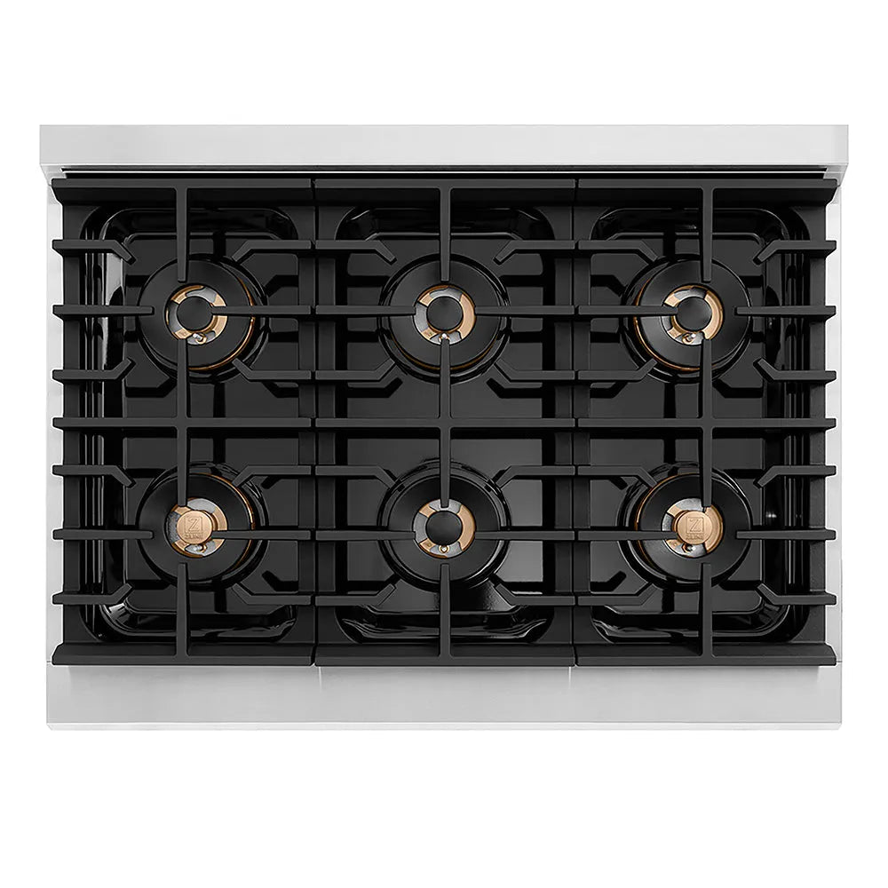 ZLINE Paramount 36-inch range in white matte PSGR-WM-36, from above