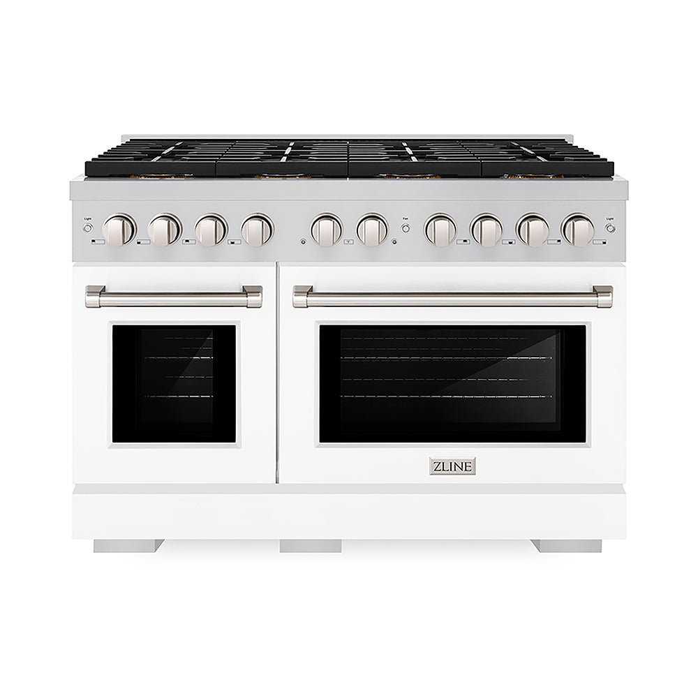 ZLINE Paramount 48-inch range in white matte PSGR-WM-48, front view