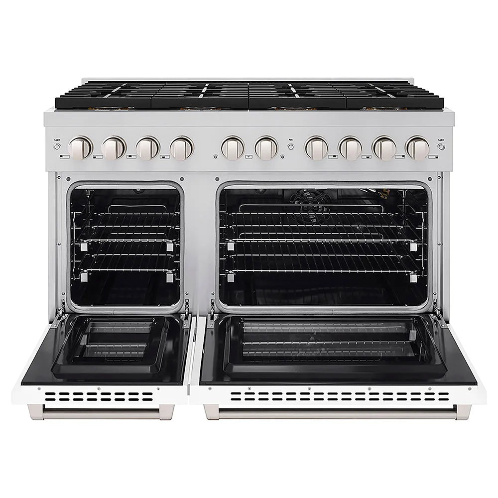 ZLINE Paramount 48-inch range in white matte PSGR-WM-48, front view