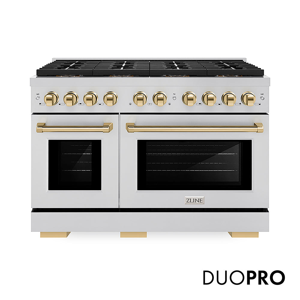 ZLINE Autograph Edition Paramount 48-inch range in stainless steel and polished gold accents PSGRZ-48-G