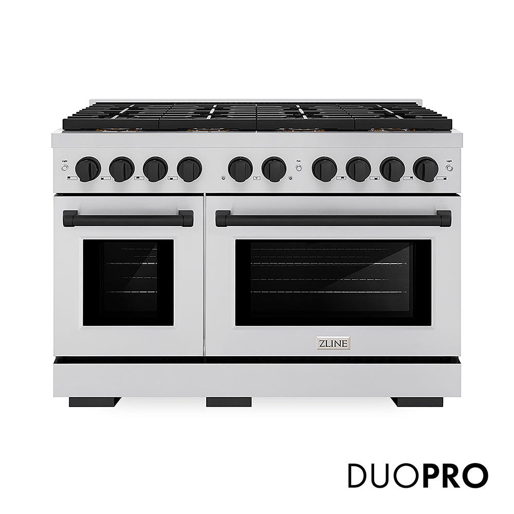 ZLINE Autograph Edition Paramount 48-inch range in stainless steel and matte black accents PSGRZ-48-MB
