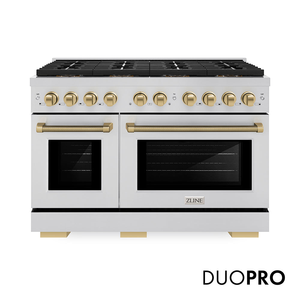 ZLINE Autograph Edition Paramount 48-inch range in stainless steel and champagne bronze accents PSGRZ-48-KCB