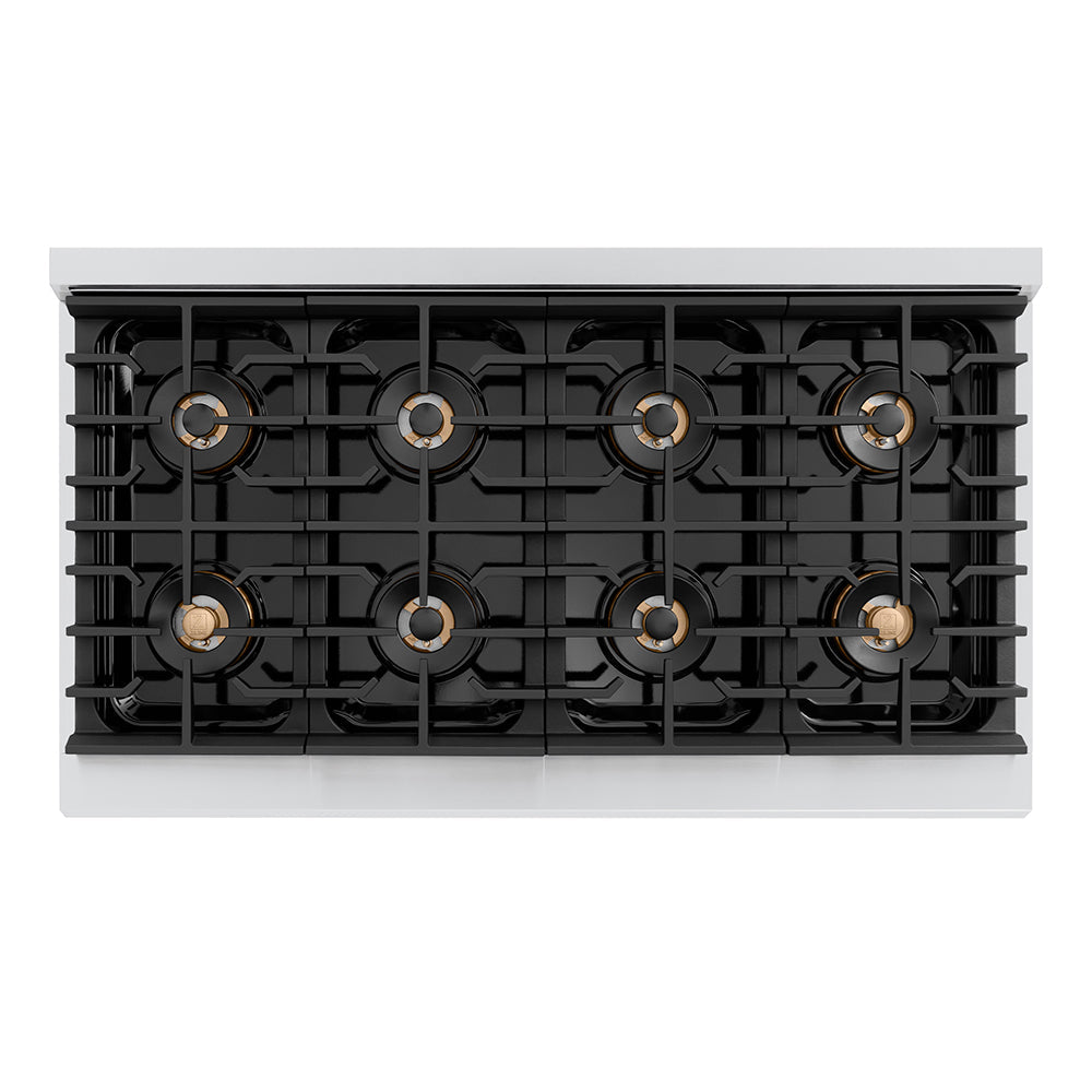 ZLINE Autograph Edition Paramount 48-inch range in stainless steel and polished gold accents PSGRZ-48-KG, from above