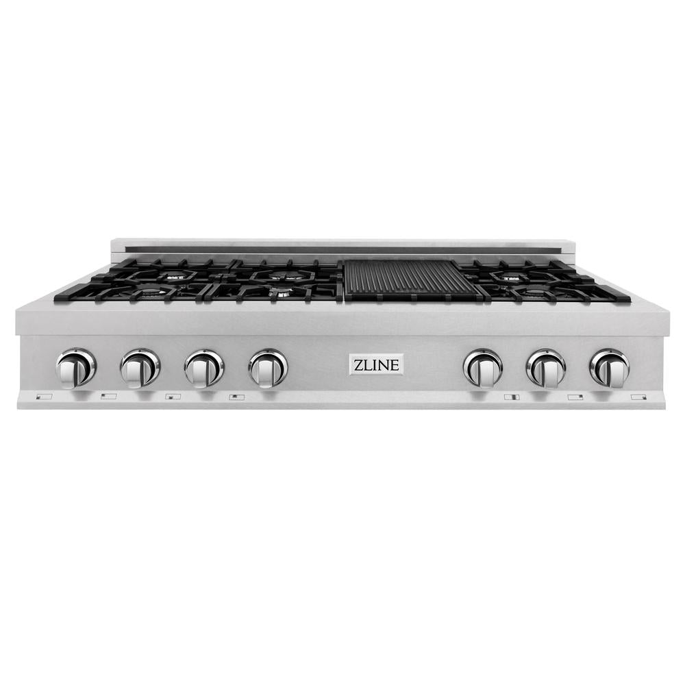 ZLINE Legacy 48-inch rangetop in satin stainless steel RTS-48, front view