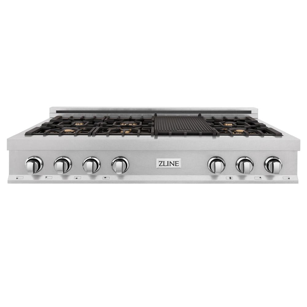 ZLINE Legacy 48-inch rangetop in satin stainless steel RTS-BR-48, front view