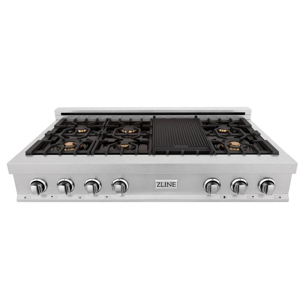 ZLINE Legacy 48-inch rangetop in satin stainless steel RTS-BR-48, from above