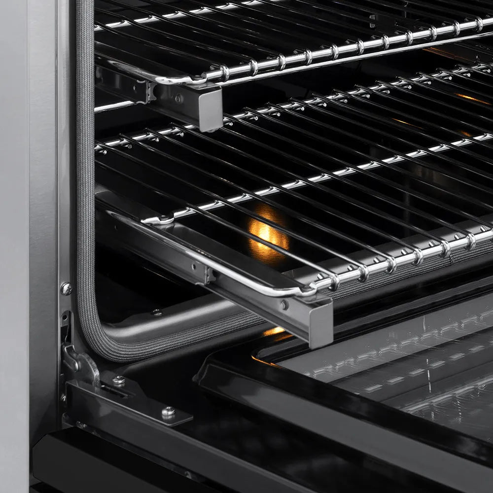 ZLINE Paramount 24-inch range in stainless steel with black matte door SINR-BLM-24, detail