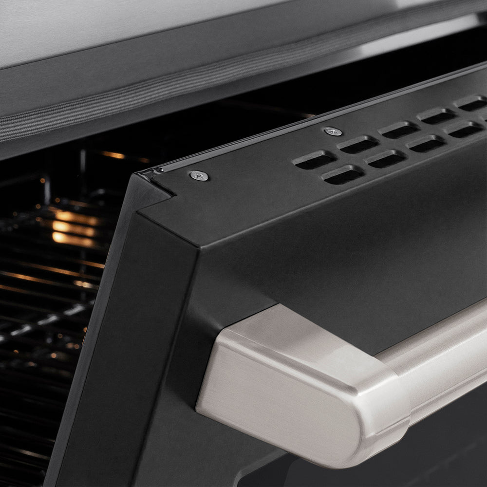 ZLINE Paramount 30-inch range in stainless steel with black matte door SINR-BLM-30, detail