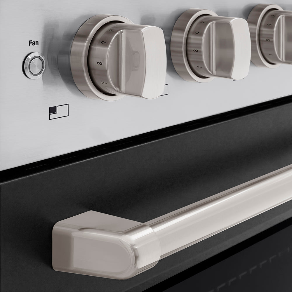 ZLINE Paramount 36-inch range in stainless steel with black matte door SINR-BLM-36, detail