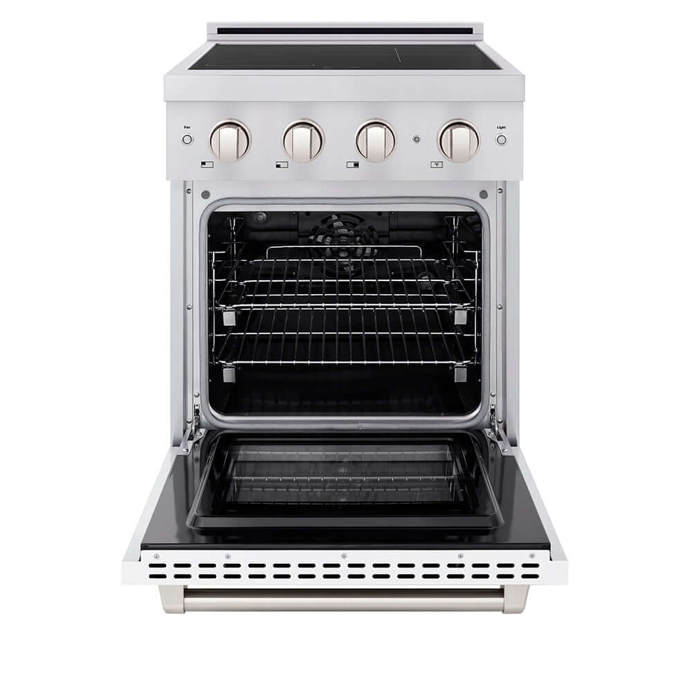 ZLINE Paramount 24-inch range in stainless steel with white matte door SINR-WM-24, front view