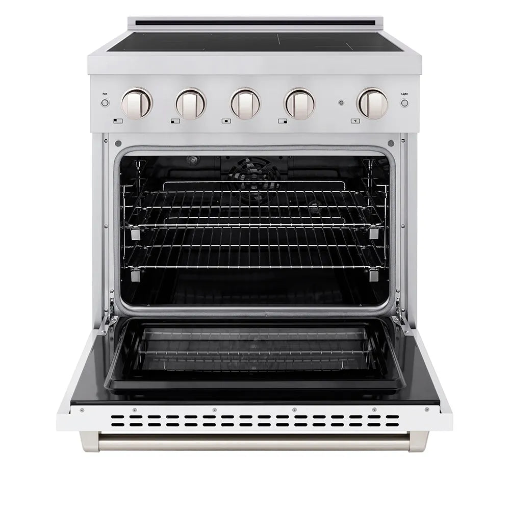 ZLINE Paramount 30-inch range in stainless steel with white matte door SINR-WM-30, front view