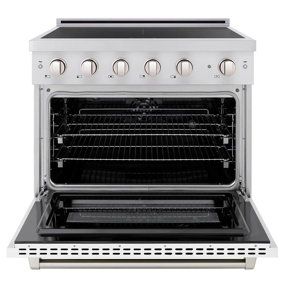 ZLINE Paramount 36-inch range in stainless steel with white matte door SINR-WM-36, front view