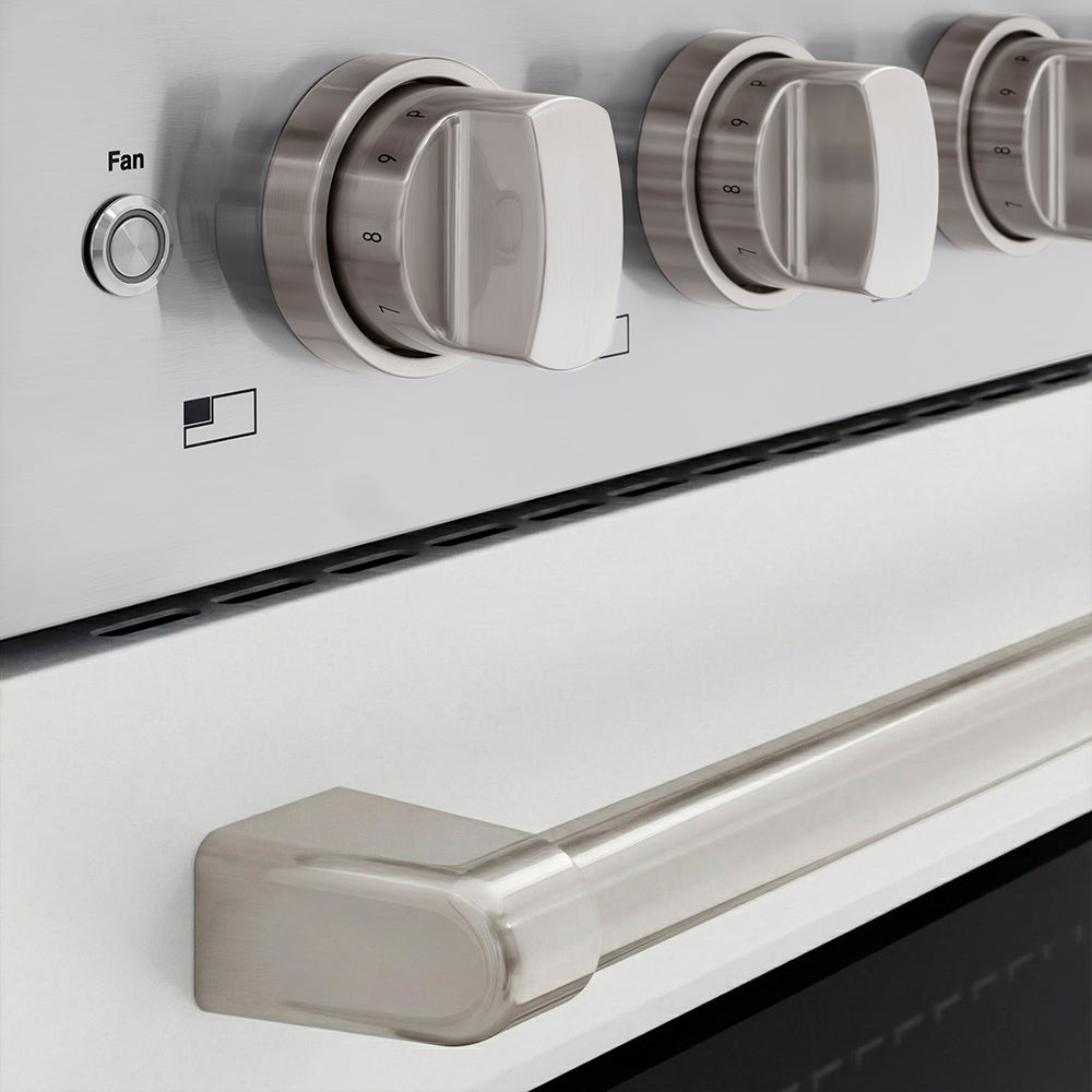 ZLINE Paramount 36-inch range in stainless steel with white matte door SINR-WM-36, detail