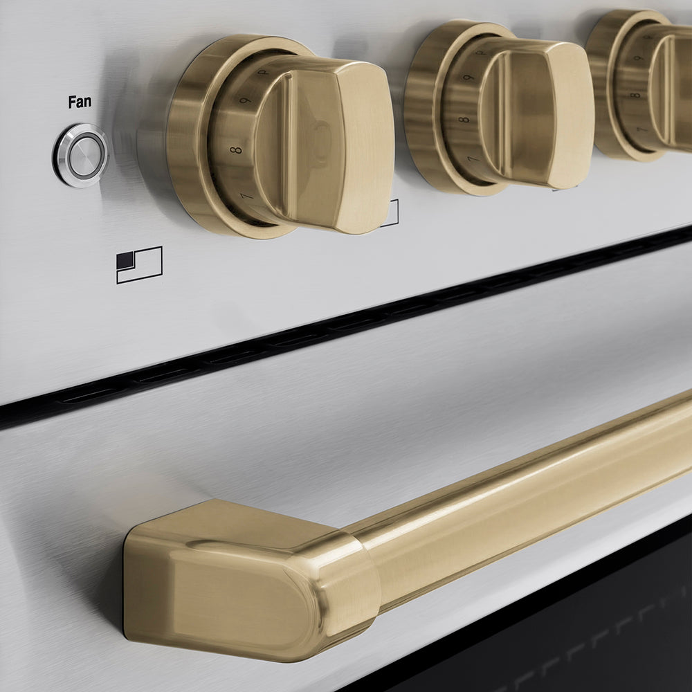 ZLINE Autograph Edition Paramount 24-inch range in stainless steel and champagne bronze accents SINRZ-24-CB, detail