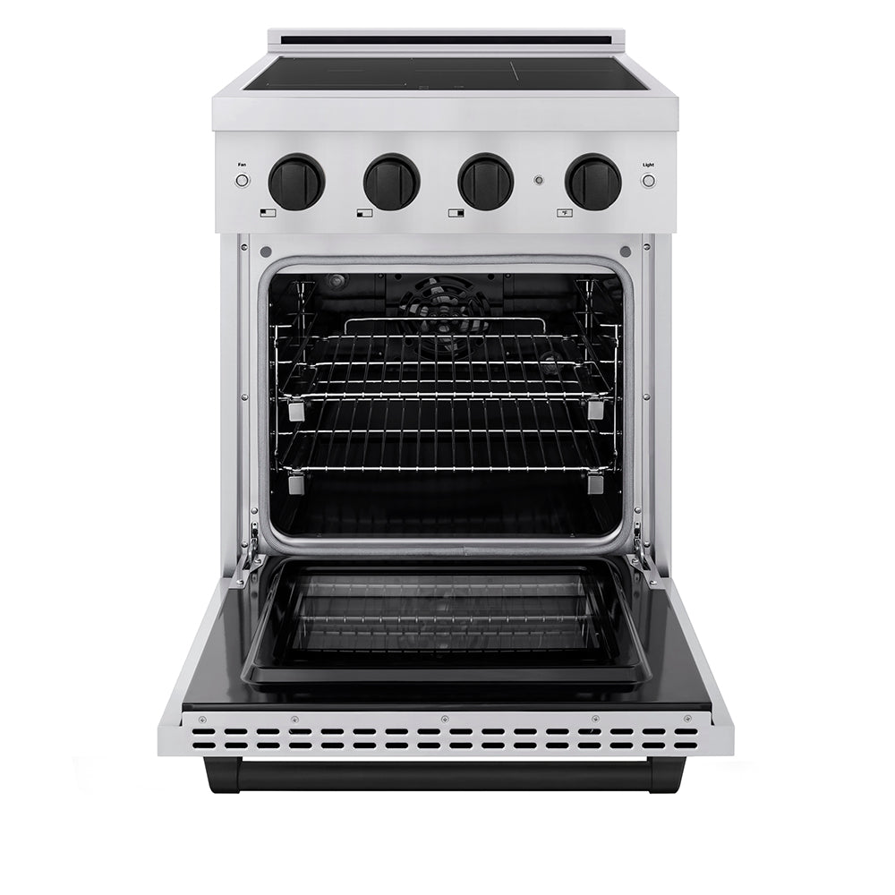 ZLINE Autograph Edition Paramount 24-inch range in stainless steel and matte black accents SINRZ-24-MB, front view