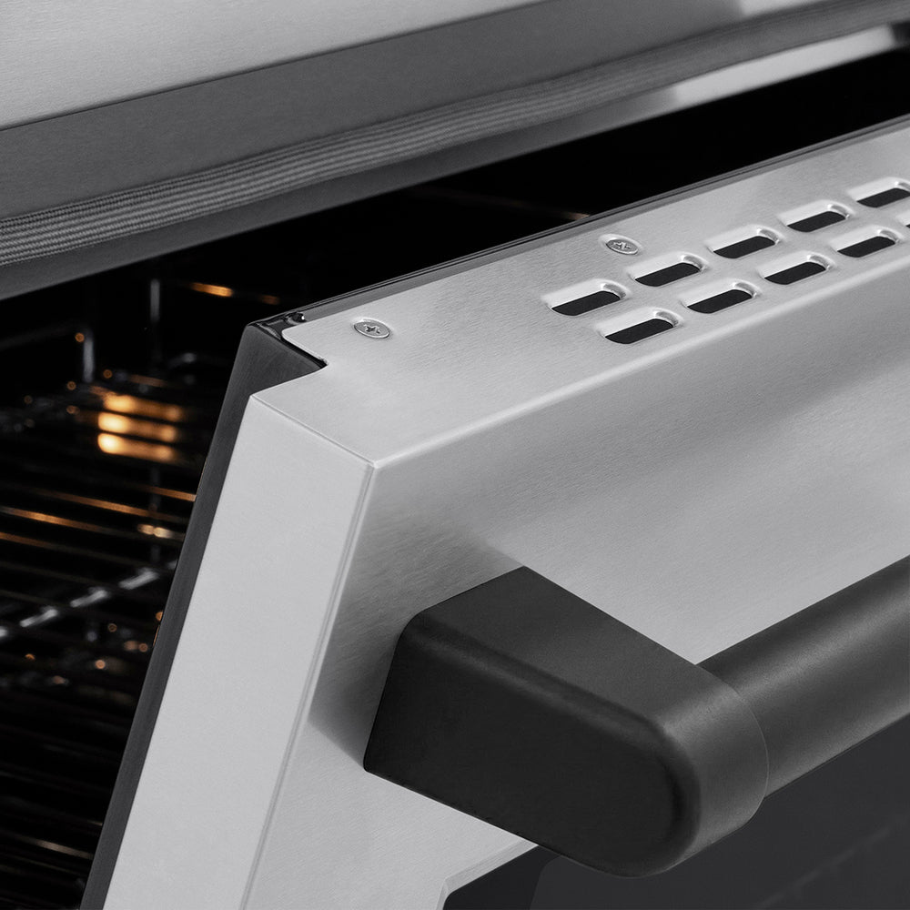 ZLINE Autograph Edition Paramount 30-inch range in stainless steel and matte black accents SINRZ-30-MB, detail