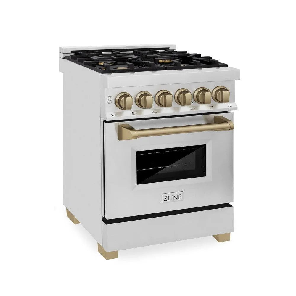 ZLINE Autograph Edition Legacy 24-inch range in stainless steel and champagne bronze accents RAZ-24-CB